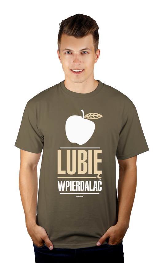 Lubię Wpierdalać Jabłka - Męska Koszulka Khaki