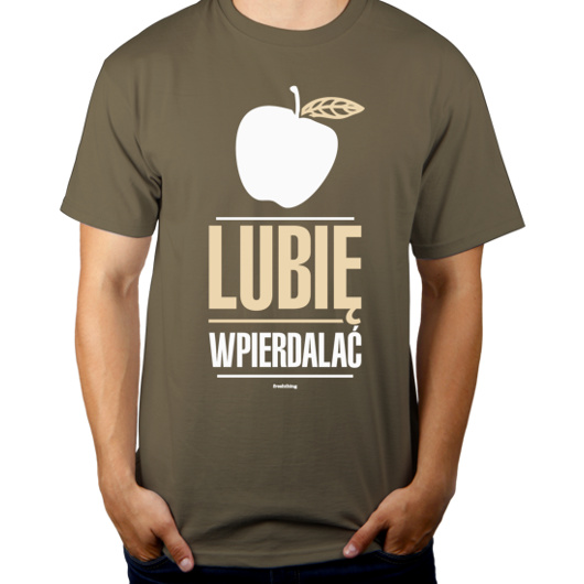 Lubię Wpierdalać Jabłka - Męska Koszulka Khaki