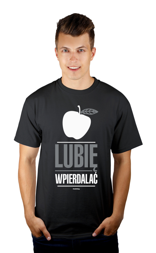 Lubię Wpierdalać Jabłka - Męska Koszulka Szara