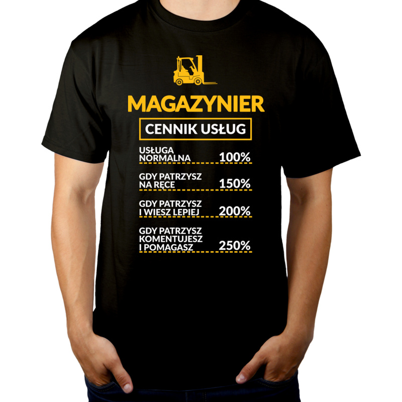 Magazynier - Cennik Usług - Męska Koszulka Czarna