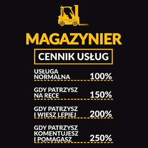 Magazynier - Cennik Usług - Męska Koszulka Czarna