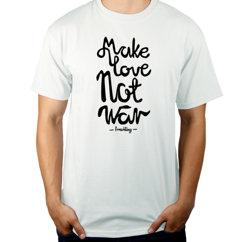 Make Love Not War - Męska Koszulka Biała