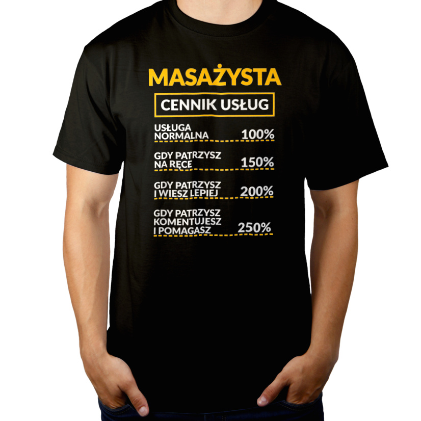 Masażysta - Cennik Usług - Męska Koszulka Czarna