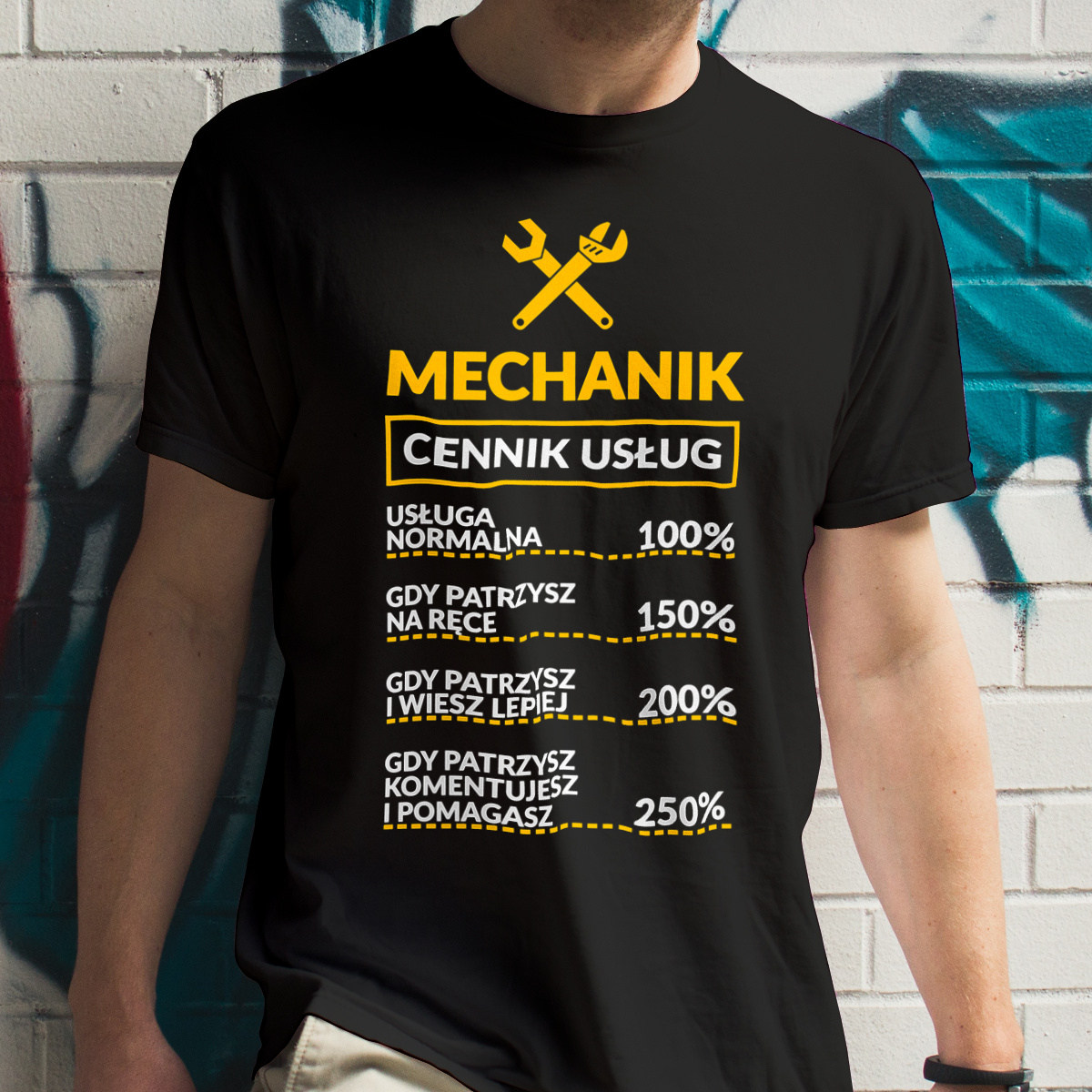 Mechanik - Cennik Usług - Męska Koszulka Czarna