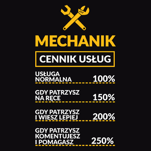 Mechanik - Cennik Usług - Męska Koszulka Czarna