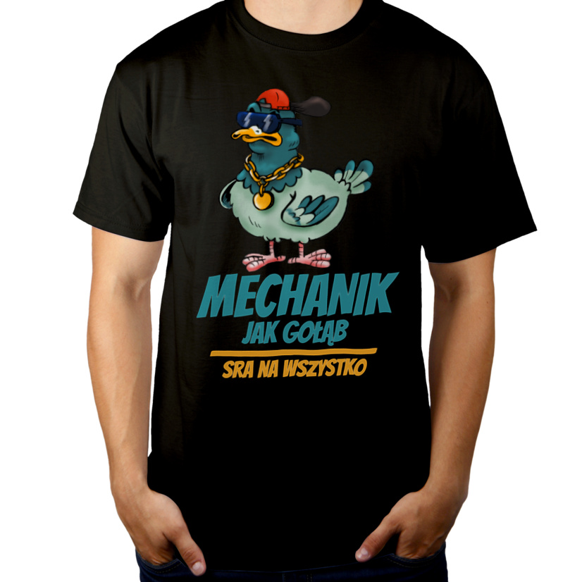 Mechanik Jak Gołąb - Męska Koszulka Czarna