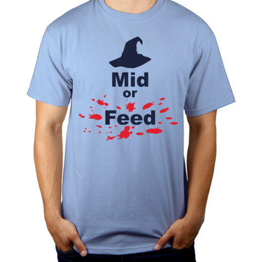 Mid Or Feed Lol - Męska Koszulka Błękitna