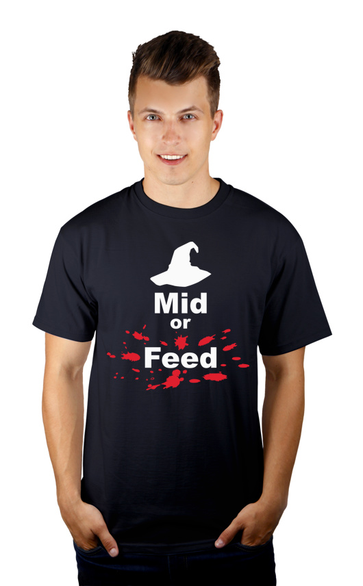 Mid Or Feed Lol - Męska Koszulka Ciemnogranatowa