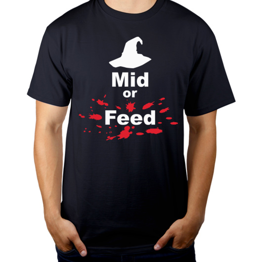 Mid Or Feed Lol - Męska Koszulka Ciemnogranatowa