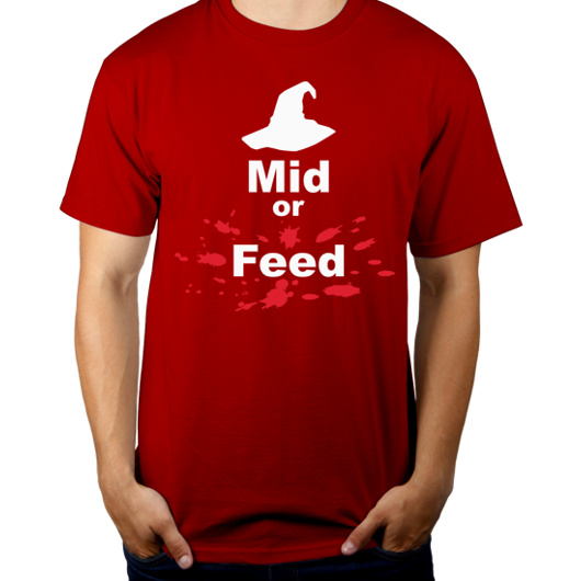 Mid Or Feed Lol - Męska Koszulka Czerwona