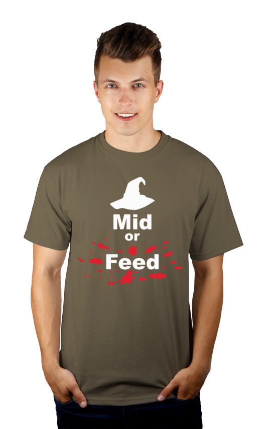 Mid Or Feed Lol - Męska Koszulka Khaki