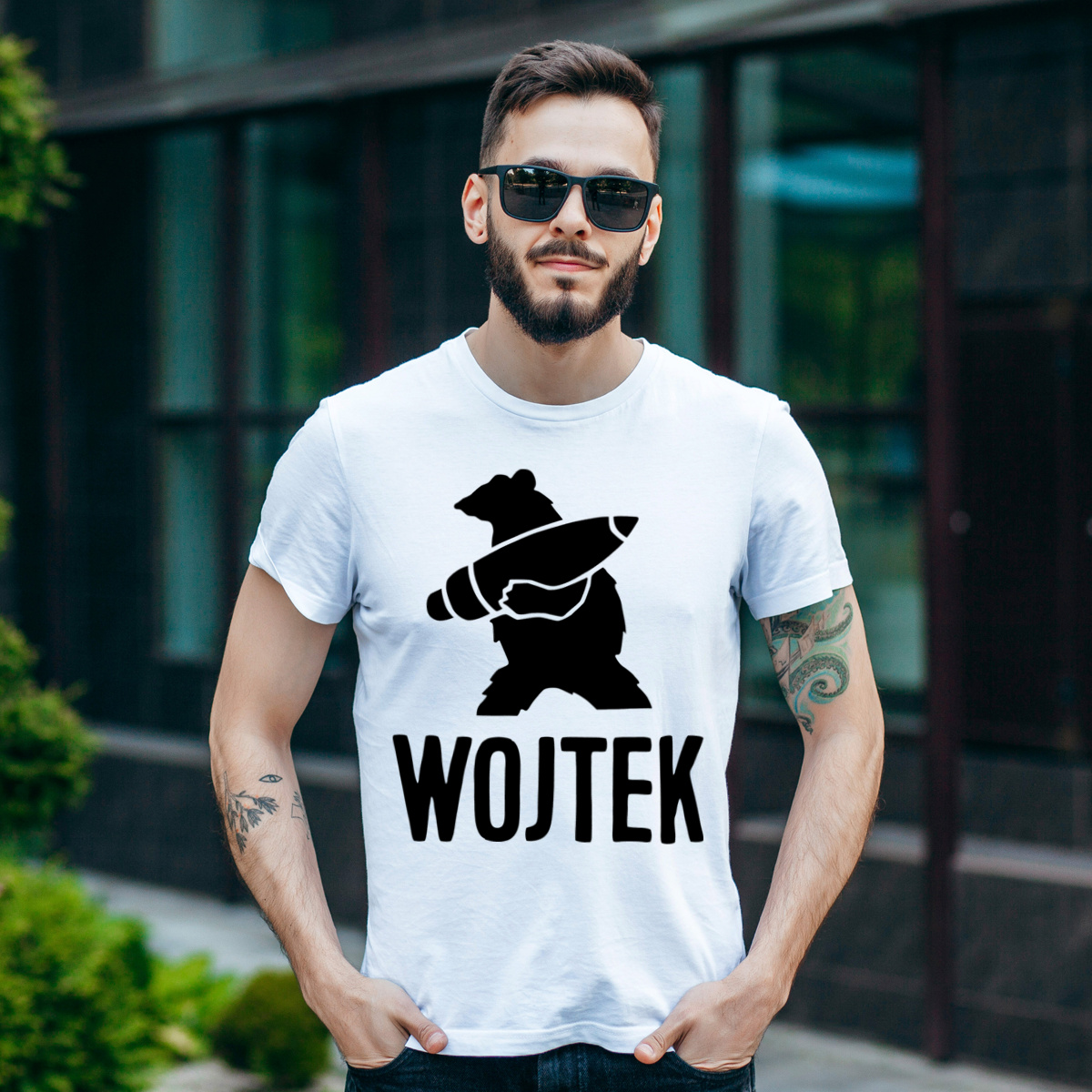 Miś Kapral Wojtek  - Męska Koszulka Biała