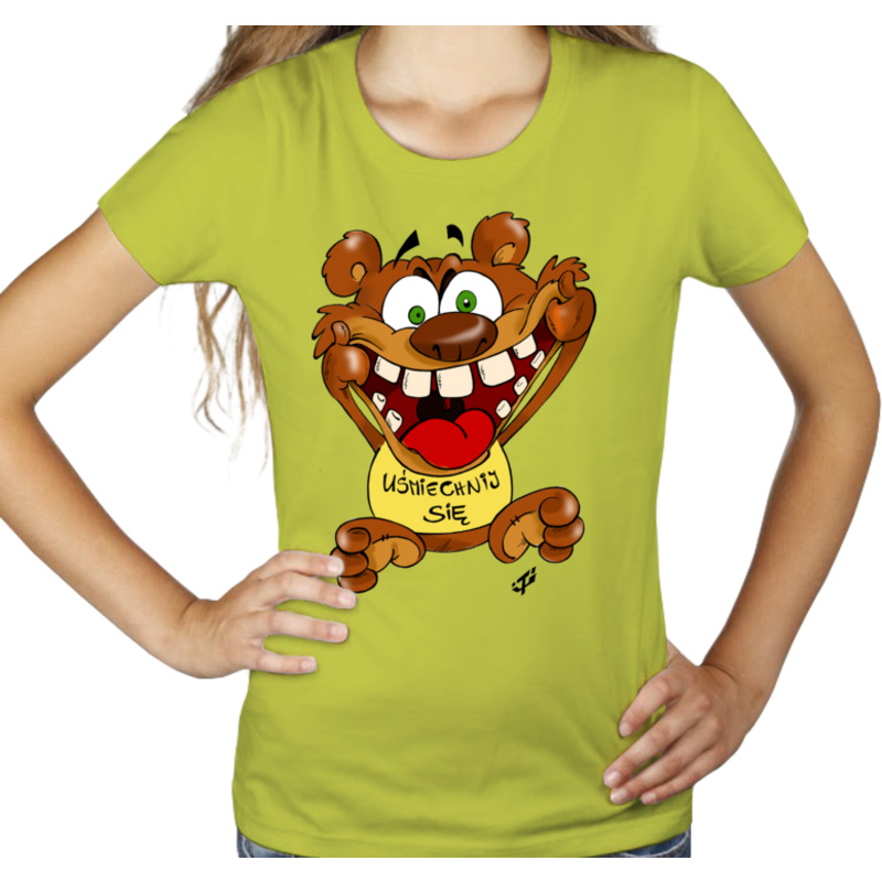Miś - Uśmiechnij Się - Damska Koszulka Jasno Zielona