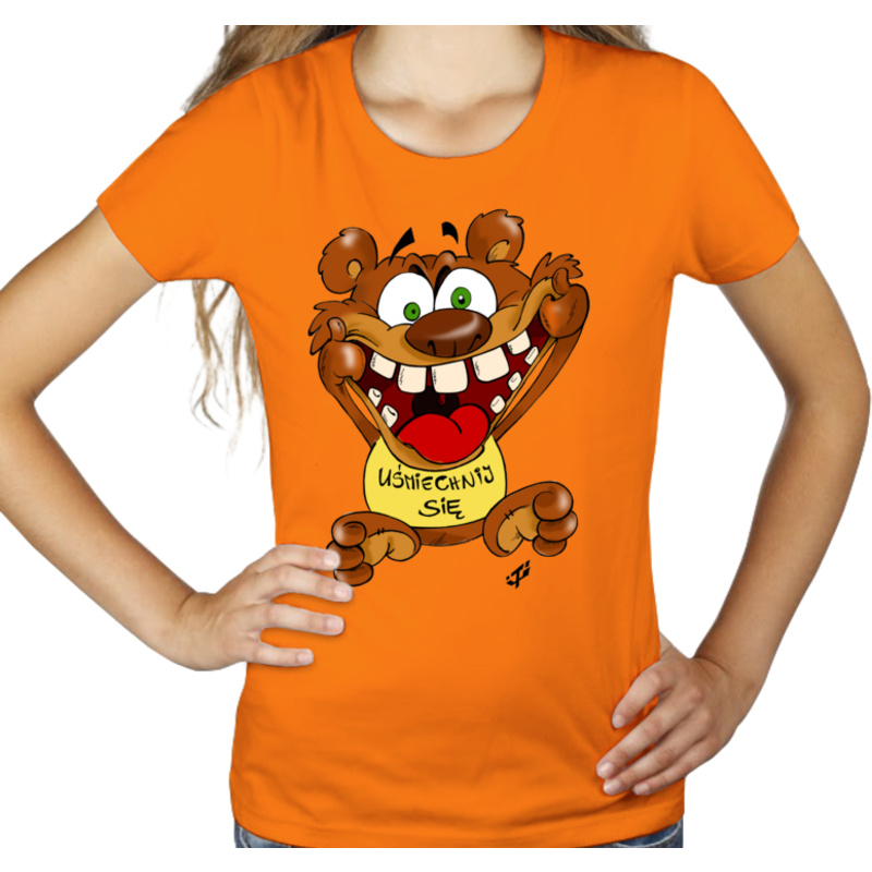 Miś - Uśmiechnij Się - Damska Koszulka Pomarańczowa