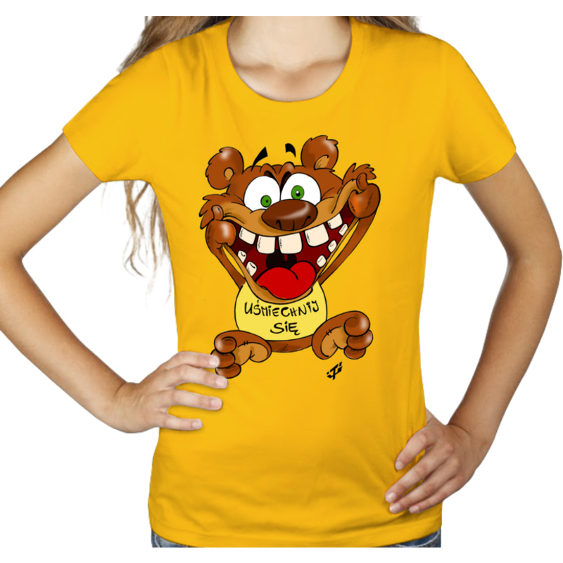 Miś - Uśmiechnij Się - Damska Koszulka Żółta