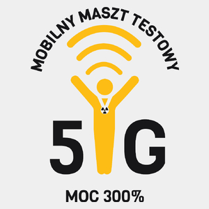 Mobilny Maszt Testowy 5G moc 300% - Męska Koszulka Biała