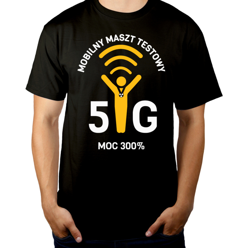 Mobilny Maszt Testowy 5G moc 300% - Męska Koszulka Czarna