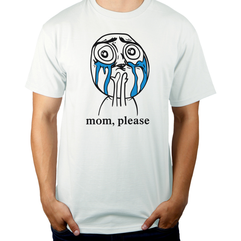 Mom Please - Męska Koszulka Biała