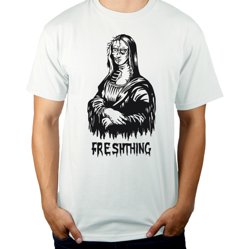 Mona Lisa Zombie - Męska Koszulka Biała
