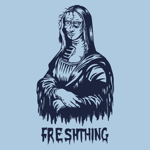 Mona Lisa Zombie - Męska Koszulka Błękitna