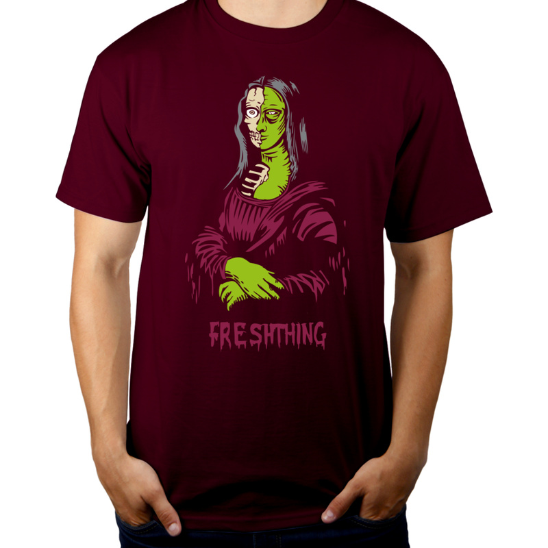 Mona Lisa Zombie - Męska Koszulka Burgundowa