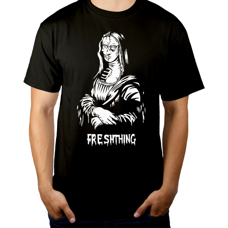 Mona Lisa Zombie - Męska Koszulka Czarna