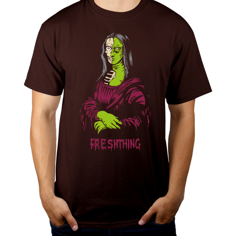 Mona Lisa Zombie - Męska Koszulka Czekoladowa