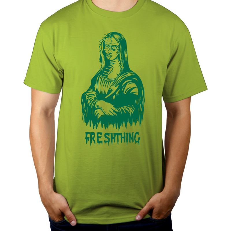 Mona Lisa Zombie - Męska Koszulka Jasno Zielona