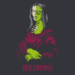 Mona Lisa Zombie - Męska Koszulka Szara