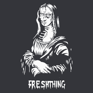 Mona Lisa Zombie - Męska Koszulka Szara