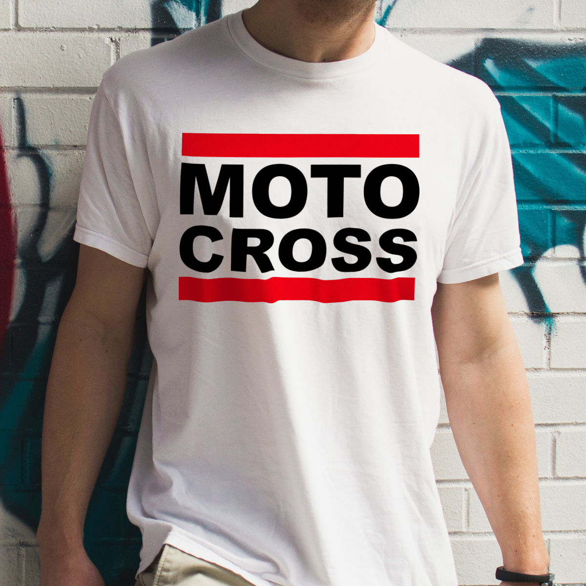 Moto Cross - Męska Koszulka Biała