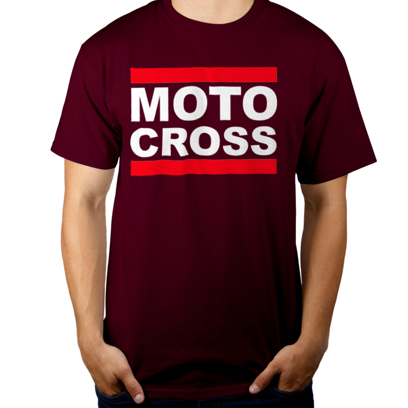 Moto Cross - Męska Koszulka Burgundowa
