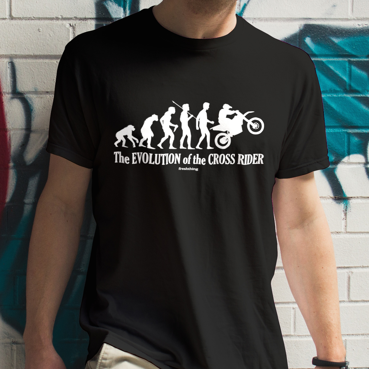 Motocross ewolucja - Męska Koszulka Czarna