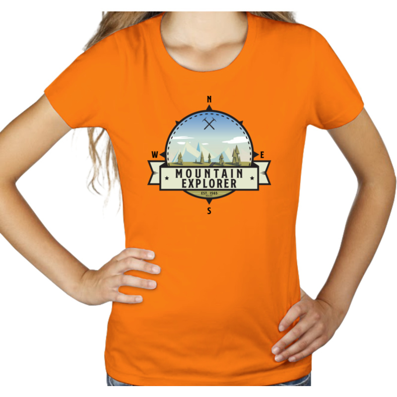 Mountain Explorer - Miłośnik gór - Damska Koszulka Pomarańczowa