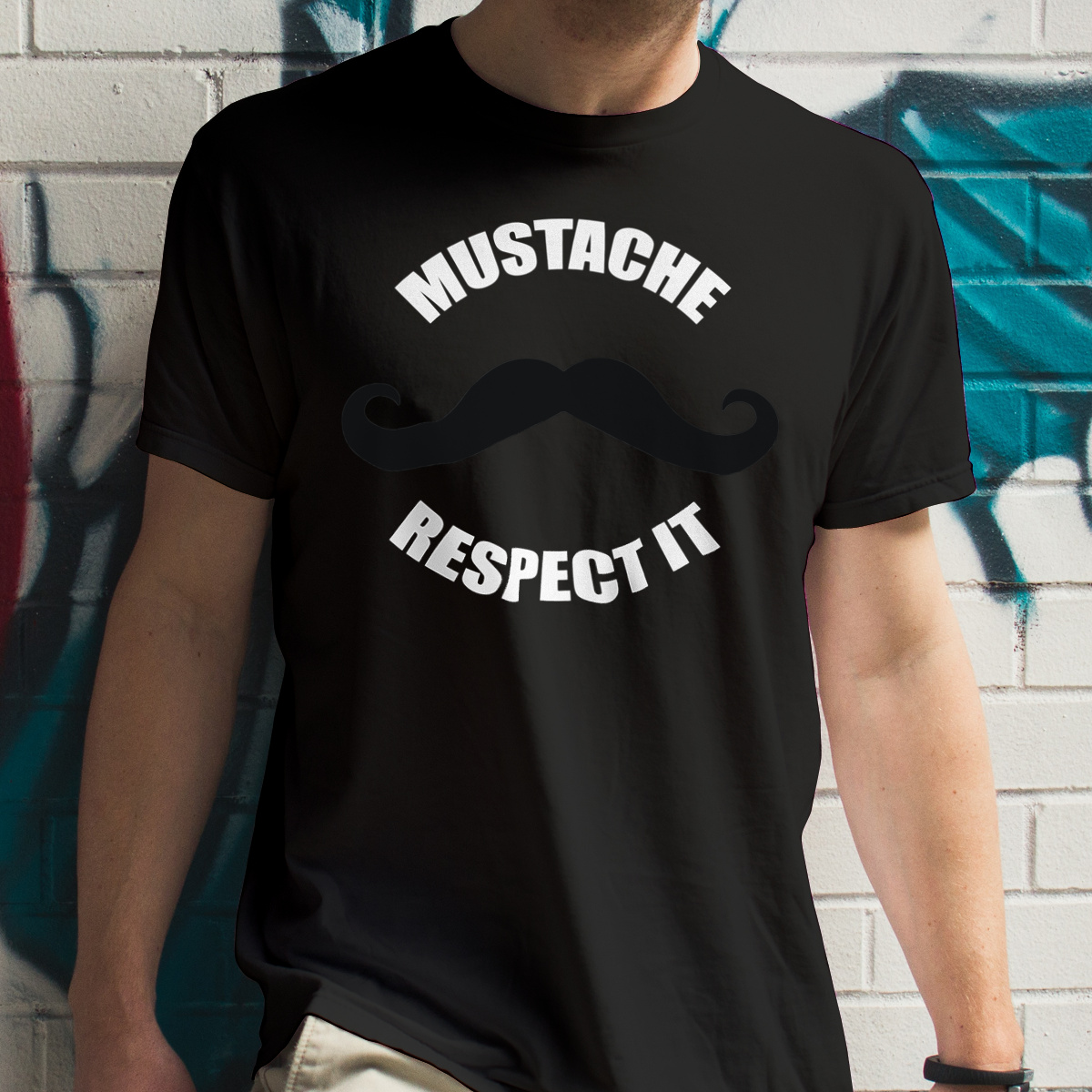 Moustache Respect It - Męska Koszulka Czarna