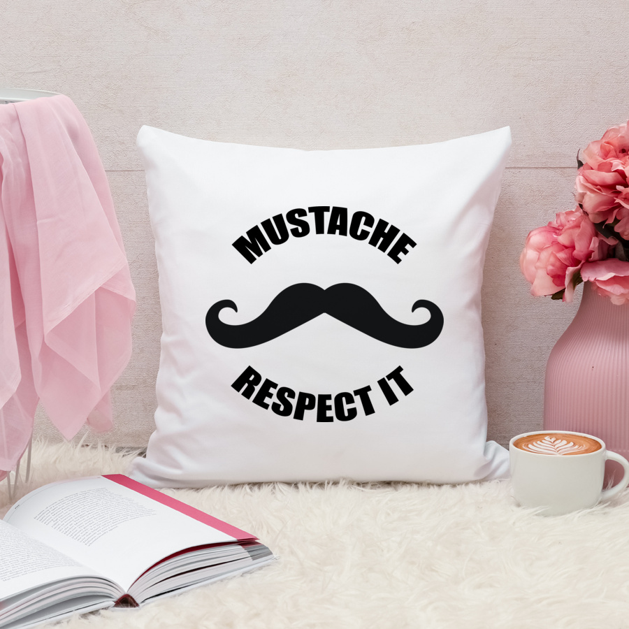 Moustache Respect It - Poduszka Biała