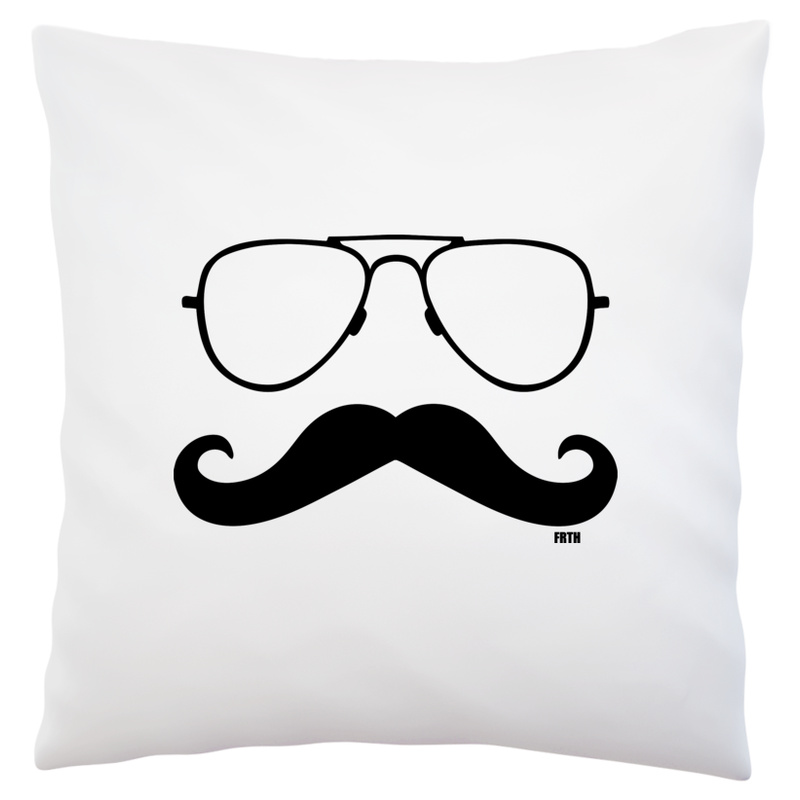 Moustache i Glasses - Poduszka Biała