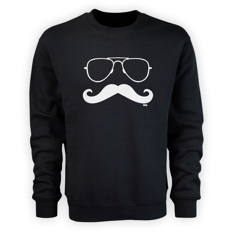 Moustache i Glasses - Męska Bluza Czarna