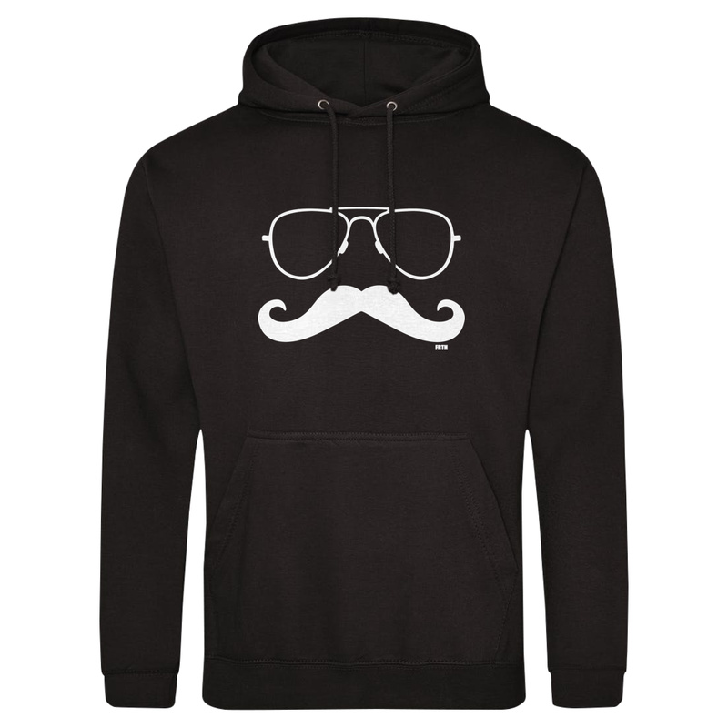 Moustache i Glasses - Męska Bluza z kapturem Czarna