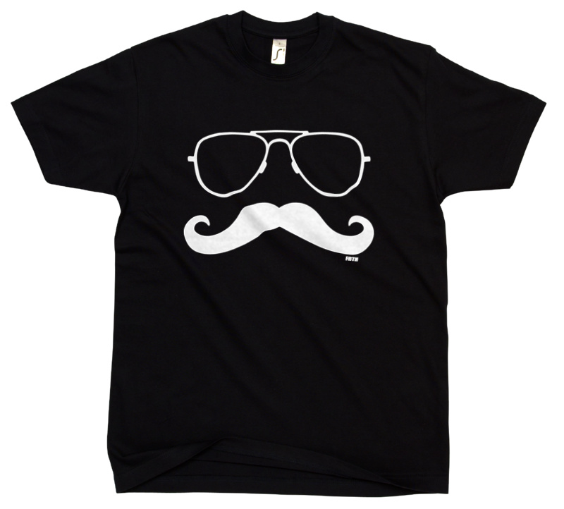 Moustache i Glasses - Męska Koszulka Czarna