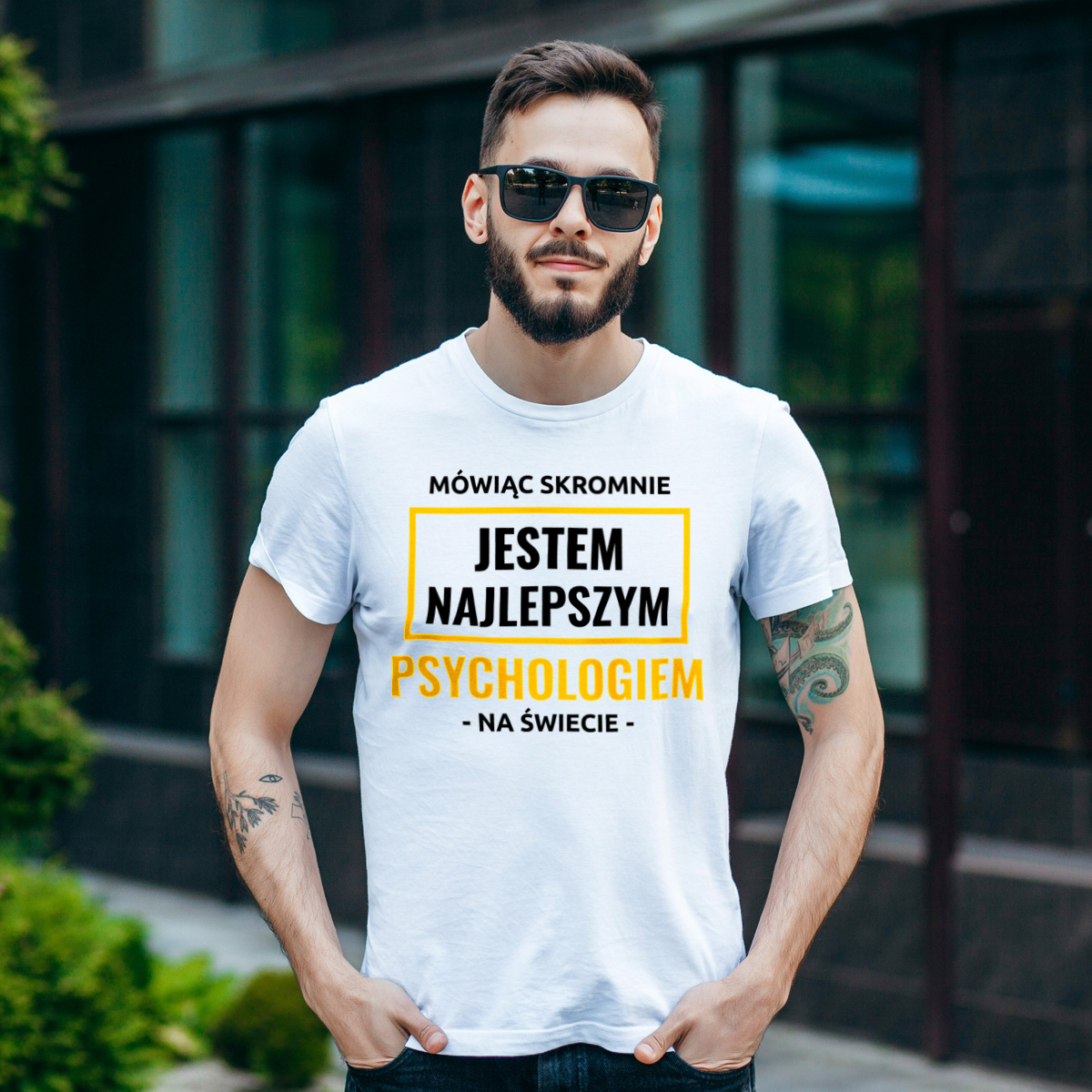 Mówiąc Skromnie Jestem Najlepszym Psychologiem Na Świecie - Męska Koszulka Biała