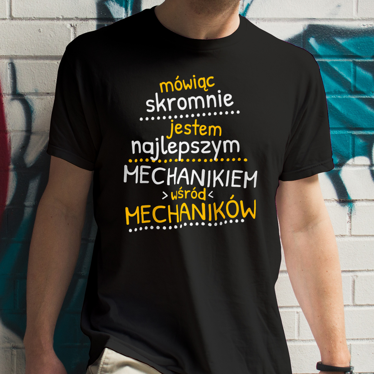 Mówiąc Skromnie - Mechanik - Męska Koszulka Czarna