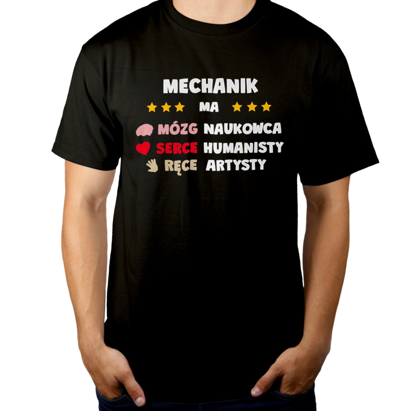 Mózg Serce Ręce Mechanik - Męska Koszulka Czarna