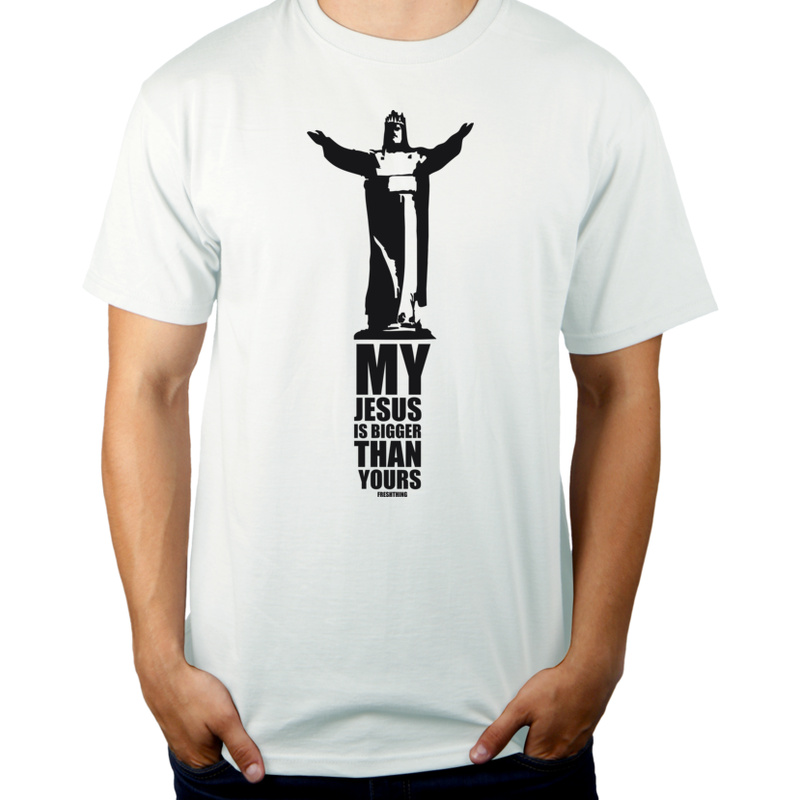 My Jesus Is Bigger Than Yours - Męska Koszulka Biała