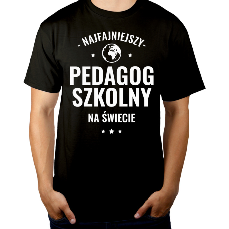 Najfajniejszy Pedagog Szkolny Na Świecie - Męska Koszulka Czarna