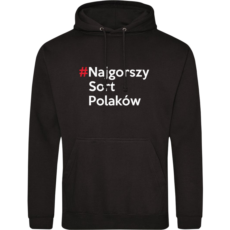 #NajgorszySortPolakow - Męska Bluza z kapturem Czarna