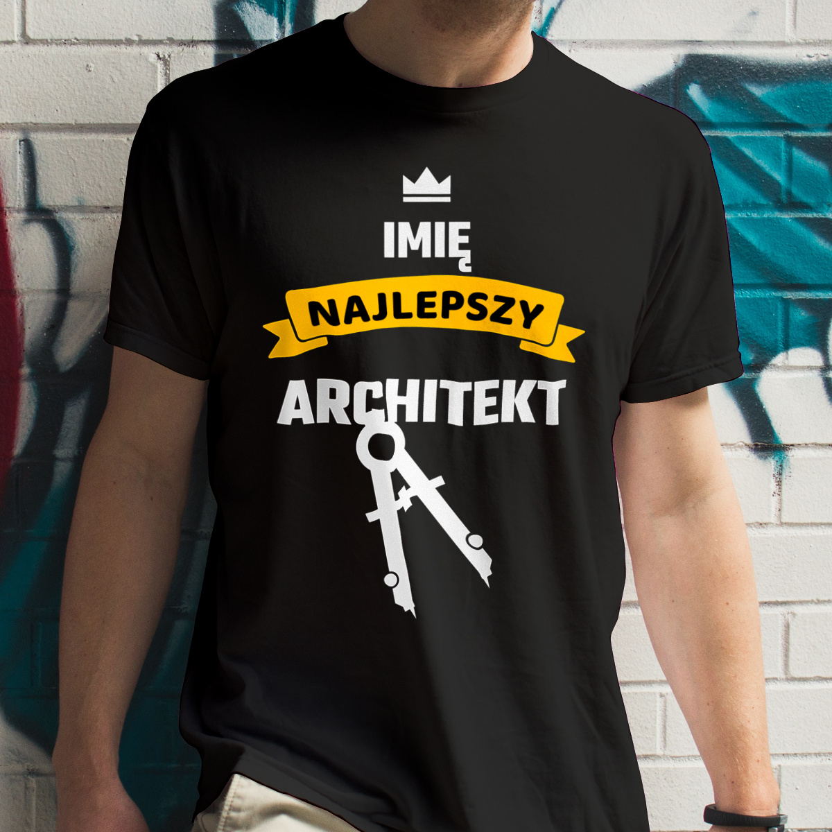 Najlepszy Architekt - Twoje Imię - Męska Koszulka Czarna