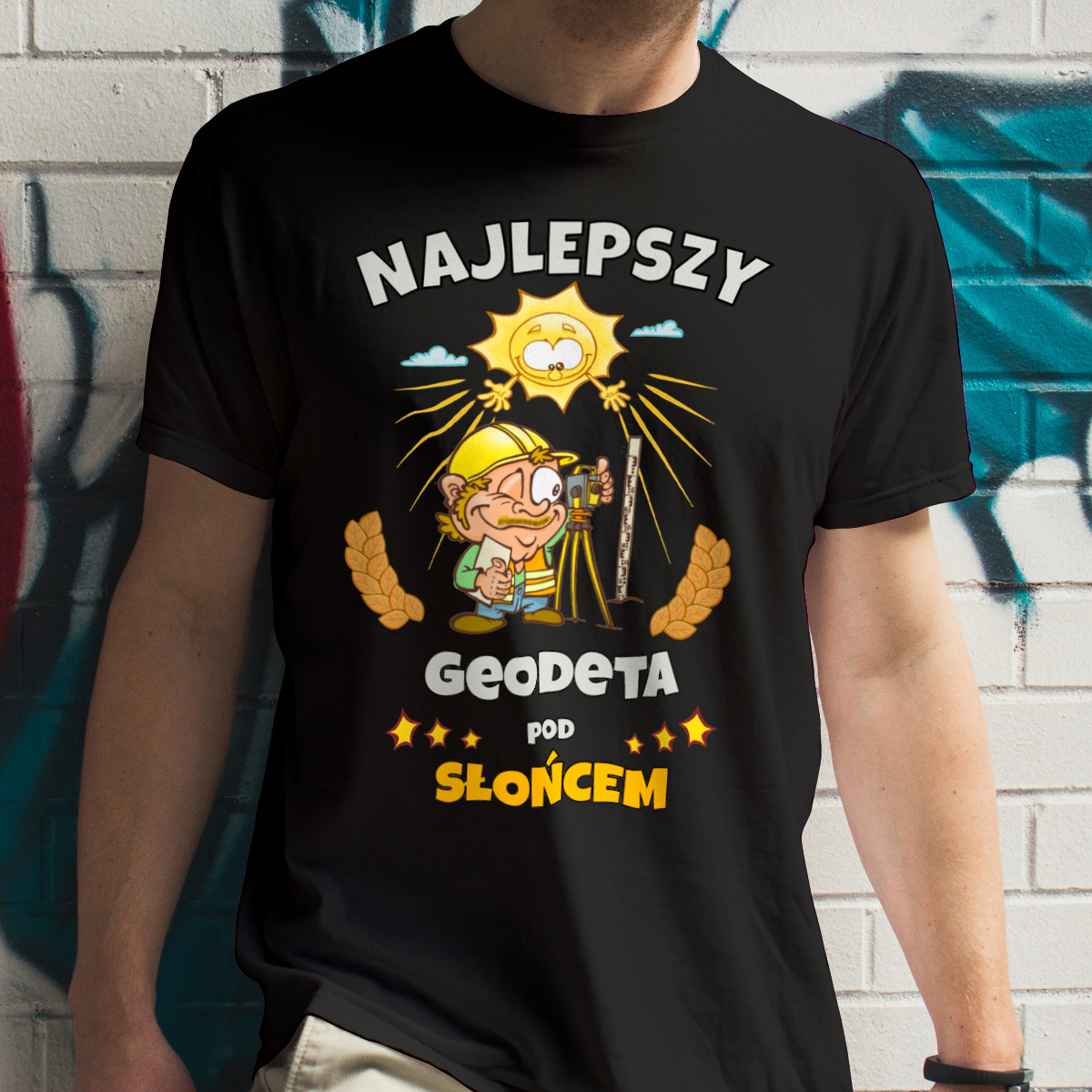 Najlepszy Geodeta Pod Słońcem - Męska Koszulka Czarna