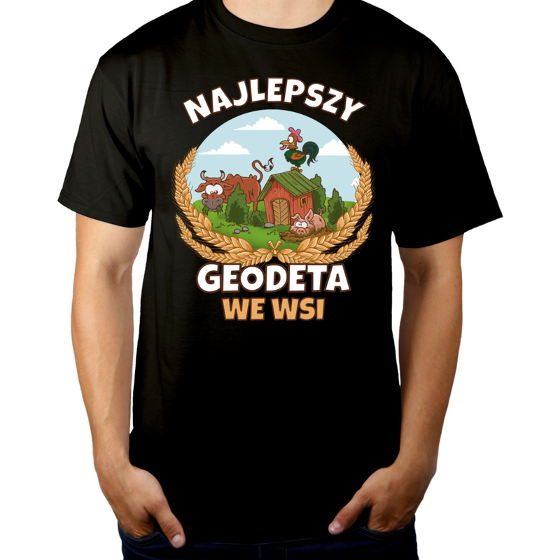 Najlepszy Geodeta We Wsi - Męska Koszulka Czarna