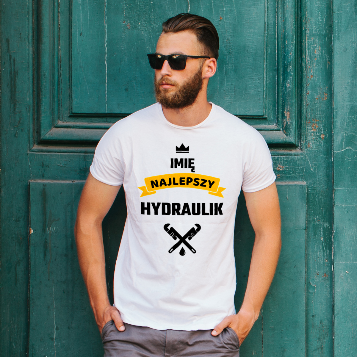Najlepszy Hydraulik - Twoje Imię - Męska Koszulka Biała